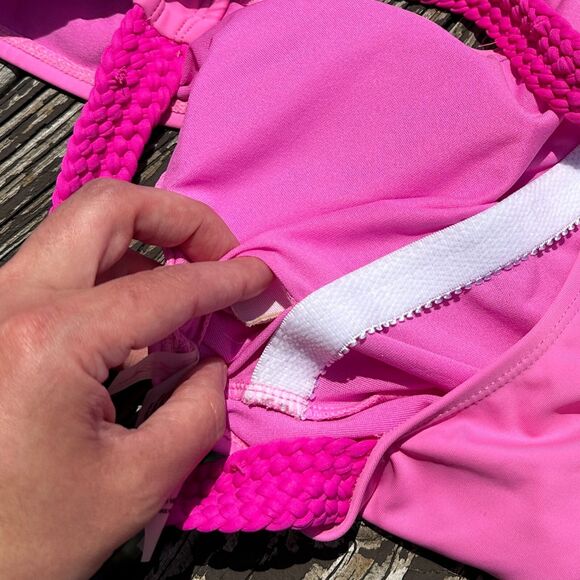 Marilyn Monroe One Piece Swimsuit Womens Medium Pink Braided Pool Beach Barbie - Picture 7 of 13